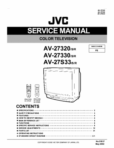 JVC AV-27320 SERVICE MANUAL TV JVC AV-27320